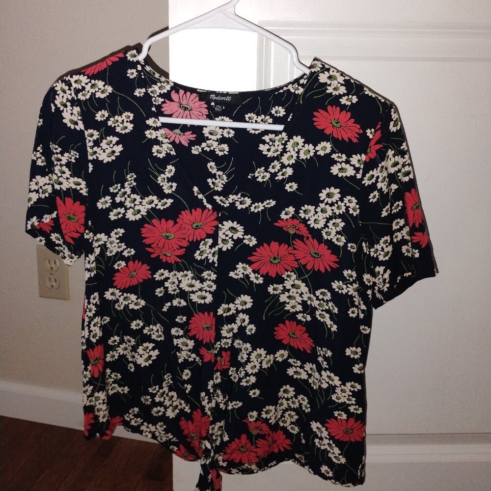 Madewell Floral Tie-Front Blouse – Size XXS